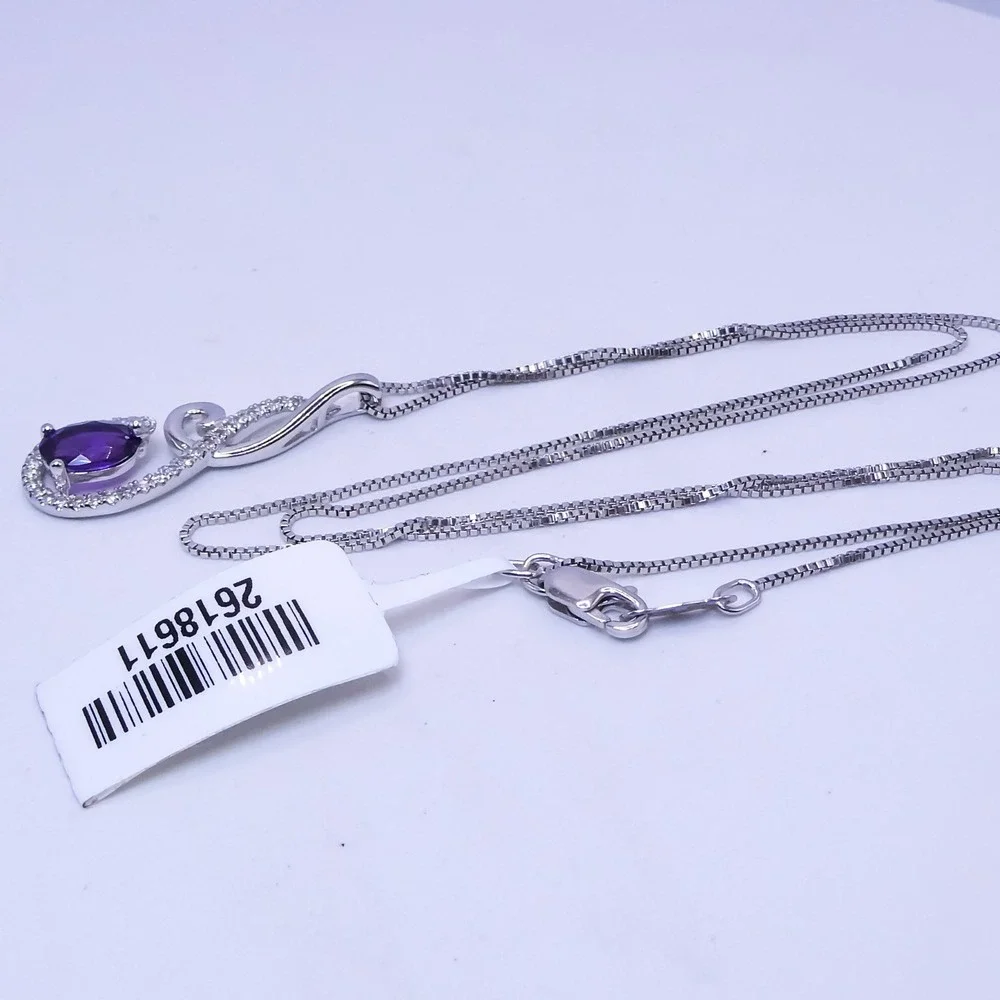 Chuck Clemency Sterling Silver 925 Purple Amethyst & White Topaz 18